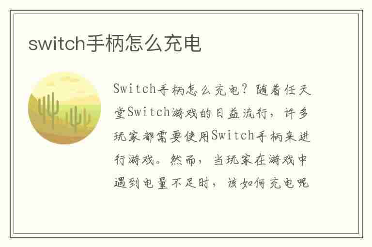 switch手柄怎么充电(switch手柄怎么充电joycon)